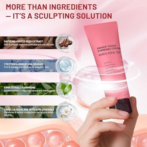 Inner Thigh Firming Cream, Body Tightening Cream for Thighs, Legs & Butt, Helps Smooth the Look of Cellulite & Crepey Skin, Lightweight Fast-Absorbing Moisturizer, Korean Skincare, 4.22 Fl Oz