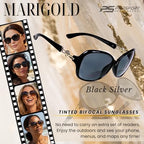 proSPORT Women’s Tinted Bifocal Sunglasses – Modern Stylish UV Protection in Black, Red, Tortoise in Gold & Silver Accent