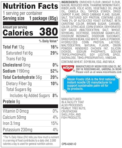 Nissin Cup Noodles Stir Fry Noodles in Sauce, Teriyaki Beef, 3 Ounce (Pack of 6)