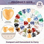 Nuenen 72 Pcs Natural Heart Shaped Crystal Stone 0.8 Inch Worry Stone Bulk Heart Palm Pocket Healing Carved Love Mini Gemstone Decor for Valentines Witchcraft Meditation