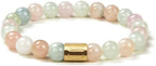 Morchic 8mm Genuine Gemstone Stretch Bracelet for Women Men Unisex, Natural Energy Crystal Stone Beads, Classic Simple Design Cuff Birthday Gift 7.5 Inch