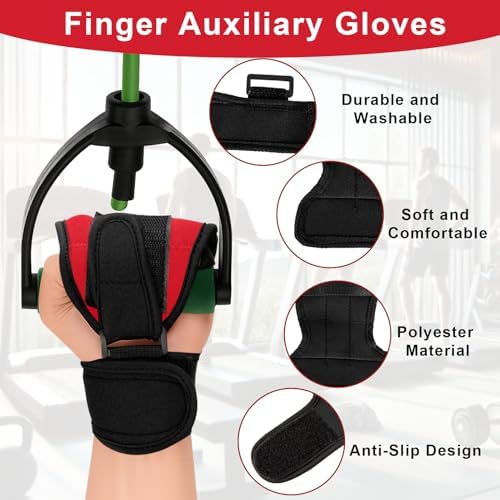 Stroke Finger Splint Brace Ability, Finger Rehabilitation Auxiliary Training Gloves for Elderly Patients, Anti-Spasticity Hand Therapy Equipment for Fist Stroke Hemiplegia Hand Training, Red