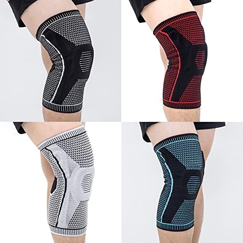 2 Pack Ampknee Bone On Bone Walking Support - Knee Sleeve Compression for Sports, Knee Brace for Arthritis Pain Relief, Meniscus Tear Support, and Knee Pain Relief (Gray,Large)