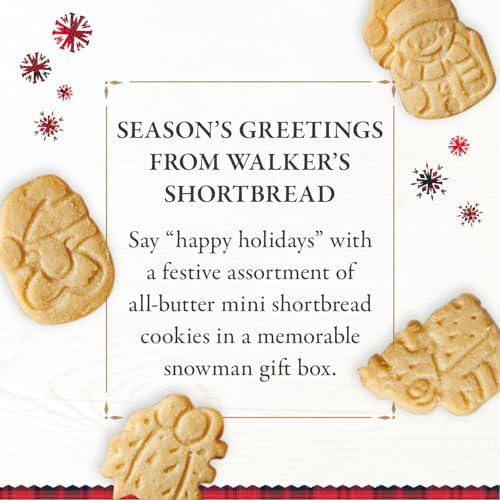 Walker’s Snowman Shortbread Cookies, 15.9 oz, 3 Boxes, Includes an Assortment of Mini Festive-Shaped Christmas Cookies