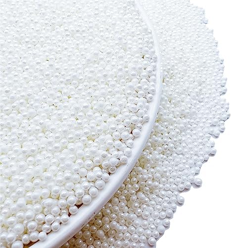 SE Si&Moos Nonpareil Sprinkles, 2mm White Mini Edible Pearls White Sprinkles for Cake Decorating Halloween Cookie Decorations Wedding Baby Shower Party Christmas Holiday Supplies 3.5 OZ