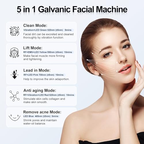 High Frequency Facial Machine Light Theraphy Micro-Current Device, 5 in 1 Multifunctional Facial Massager for Face