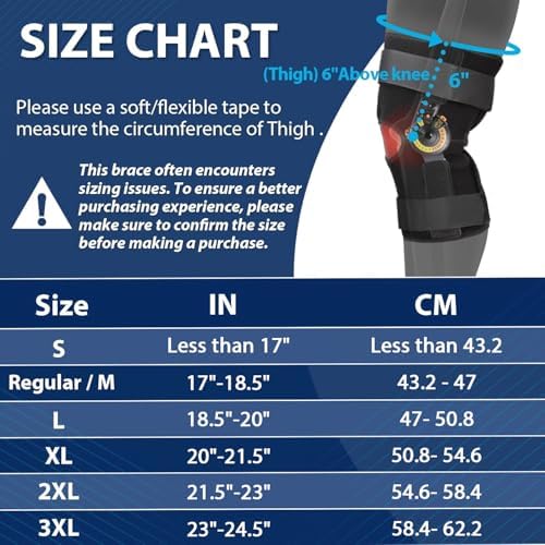 Nvorliy Hinged ROM Knee Brace with Side Stabilizers & Locking Dials, Post Op Knee Immobilizer for Arthritis, ACL, MCL, PCL, Meniscus Tear, Injurie/Knee Pain, Medical Orthopedic Support (Large)