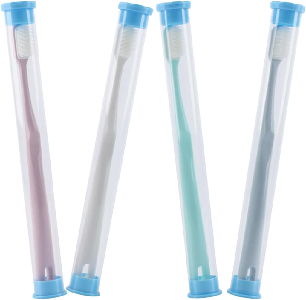 DOITOOL 4pcs Adult Toothbrush Set, Manual Toothbrushes for Travel and Home Use, Nano Soft Bristles, Multi-Color Cleaning Brush for Men and Women
