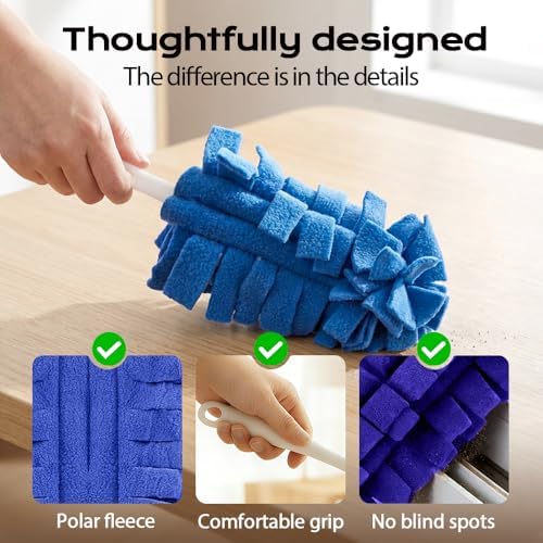 Reusable Duster Refills, Reusable Washable Microfiber Fleece Duster Refills for Cleaning, Multi Surface Cleaning Pads Tool for Home Ceiling, Window, Car, Furniture, Fans (5)