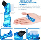 Tioncy 10 Pcs Small Portable Denture Brushes Double Sided Mini Denture Cleaning Toothbrush for False Teeth with Multi-Layered Bristles and Blue Handle for False Teeth Hygiene Cleaning Care