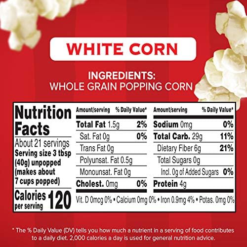Orville Redenbacher's Popcorn Kernels, White Corn, 4g Fiber Per Serving, 30 oz.