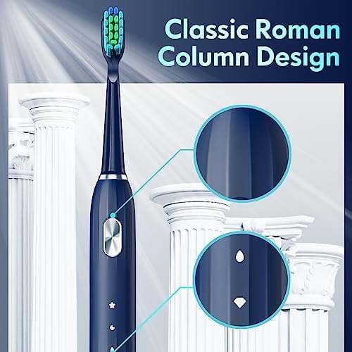 Electric Toothbrush for Adults Kids Electric Toothbrush Rechargeable Sonic Toothbrush Ultrasonic Toothbrush with Timer, 9 Brush Heads, 5 Cleaning Modes 4-Hour Charge Lasts 60 Days (Blue 8-12)