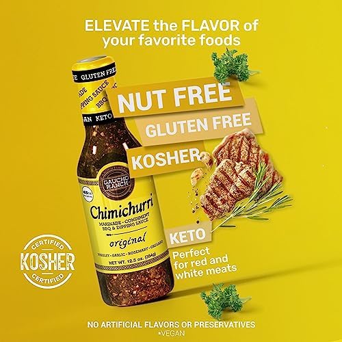 Gaucho Ranch Chimichurri Sauce Original Flavor | Chimichurri Seasoning Mix of Parsley, Garlic and Rosemary with Hints of Oregano | Adobo Sauce Gluten Free, Keto, Vegan | Ideal for Meat - 12.5oz