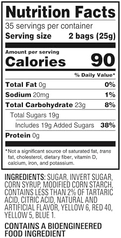 SOUR PATCH KIDS Soft & Chewy Candy, Bulk Candy, 140 Snack Packs