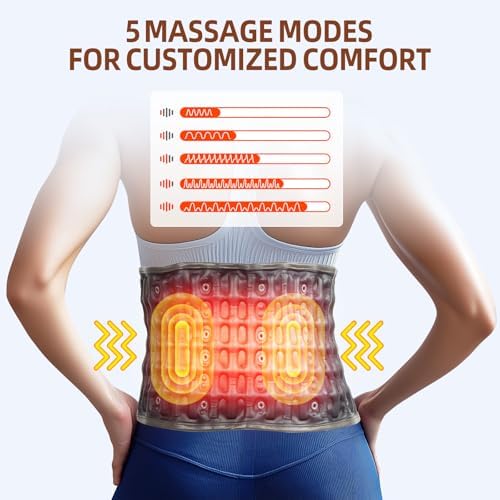 Decompression Back Belt with Red Light Heating & Massage, Cordless Lumbar Support Belt for Lower Back Pain, One Size Fits 29-49 Waist, Blue