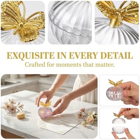 PRETYZOOM 12pcs Plastic Butterfly Treat Boxes, Wedding Sweets Containers with Clear Lids for Guests, Party Favor Boxes for Birthday, Baby Shower, Wedding