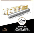 Extra Wide Aluminum Foil Roll Heavy Duty – 18in x 131ft Length 20 Micron thick,193 sq ft – Commercial Grade & Extra Thick, for grilling home cooking Food Service Industry LuxLiv®