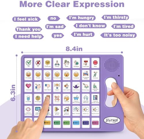 Joyreal AAC Device for Autism, Non Verbal Communication Tools for Speech Therapy & Stroke Rehab. Communication Tablet, Autism Talking Aids with 8 Programmable Buttons & Adjustable Volume (Purple)