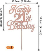 Rsstarxi 1 Pack Happy 21st Birthday Cake Topper Glitter 21 & Fabulous Cheers to 21 Years Old Birthday Cake Pick for Celebrating 21st Anniversary Party Cake Decorations Supplies Rose Gold