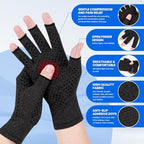 TFUSOM Compression Gloves Arthritis Gloves for Women for Pain,Fingerless Compression Wrap for Hand Pain and Osteoarthritis，Anti-Slip，Unisex,M,Black