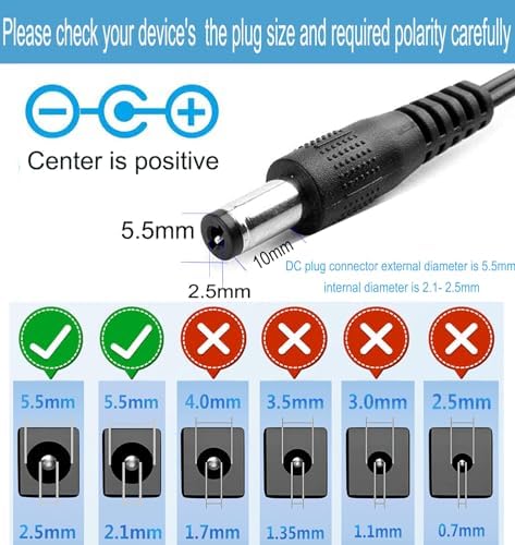 DC 6V 2A Power Supply Adapter 100-240 AC to 6V 2A (2000mA) Power Adapter DC6V Power Cord /5.5x2.5mm Compatible US Plug AC/DC Transformer