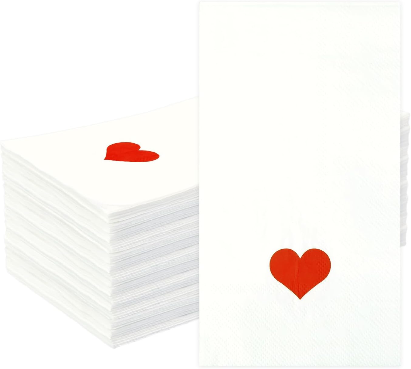 HEIPINIUYE 25 Pieces Valentine Paper Napkins 3-ply White and Red Valentines Heart Guest Napkins Disposable Hand Towels for Bathroom Wedding Valentine's Day Love Party Dinner Napkin