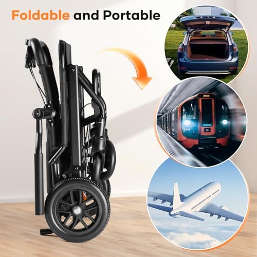 Z15 Wheelchairs for Adults & Children, 18.9lbs Transport Wheelchair Lightweight Foldable with Locking Hand Brakes and Explosion-Proof Tires, Portable Travel Wheel Chair Supports 220 lbs