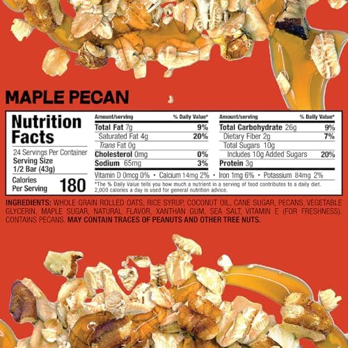 BOBO's Maple Pecan Oat Bars, Simple Ingredients, Whole Grain Oats, Plant Based, Gluten Free Breakfast Bars, Non-GMO, Healthy Snacks for Adults & Kids (12 Bars)