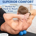 COZLOW Double Lacrosse Massage Ball - Blazing Blue - Peanut Trigger Point Roller for Mobility, Deep Tissue Therapy, Myofascial Release - Ergonomic Acupressure Tool for Muscle Pain Relief