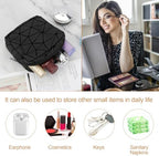 Likesing Sanitary Napkin Storage Bag, Leather Portable Period Bag for Girls Women, Sanitary Napkin Period Pad Pouch Tampon Holder for Purse, Small Make Up Bags, 2 Pack(Black)