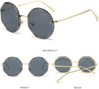 Men Women Round Metal Rimless Frame Outdoor Tinted Reading Glasses Anti-UV Sun Reader