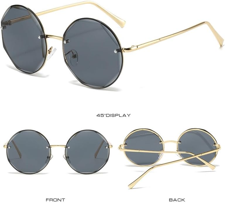 Men Women Round Metal Rimless Frame Outdoor Tinted Reading Glasses Anti-UV Sun Reader