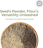 Pride of India- Triple Omega Superseed Flour 1 lbs (454 gm) Nutty Earthy Taste Milled in Small Batches | Chia Flax Sesame Seed mix | Ideal for Muffins Smoothies Oatmeal Pudding | Vegan, Gluten-Free