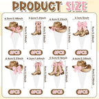48Pcs Women's Cowboy Boots and Hats with Pink Bow Cupcake Decorations, Cowgirl Cupcake Toppers Decorations Supplies, Pink Western Toppers Decor Supplies