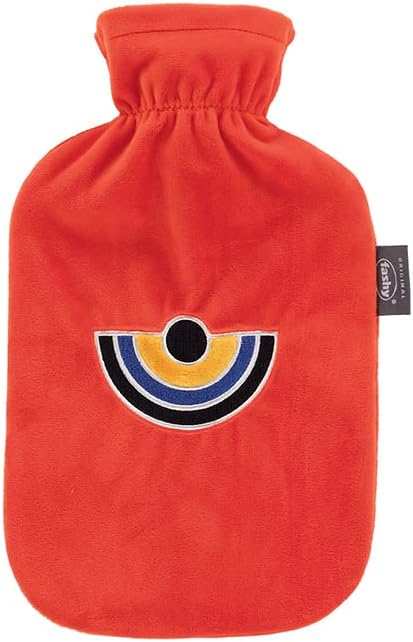 Fashy Hot Water Bottle with Fleece Cover and Embroidery Half Circle Orange 2 L