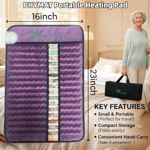 PHYMAT Far Infrared Amethyst Heating Pad - 5 Color Natural Crystal Heating Mat - Infrared Heating Pad with Auto Shut Off - Overheat Protection,Smart Control (23"x16") Cover not Included