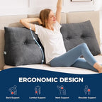 IASEAHK Headboard Pillow Queen, Triangle Pillows for Headboard, Head Board Backrest Wedge Pillow for Reading Sitting Working, Daybed Pillows with Removable Cover for Bed Dorm Sofa, Black