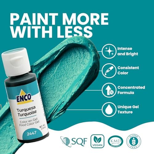 ENCO Food Coloring Gel Turquoise 1.41 oz (40g) Concentrated, Vegan