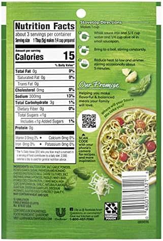 Knorr Sauce Mix Pesto Pasta Sauce For Simple Meals and Sides No Artificial Flavors, No Added MSG 0.5 oz (Pack of 6)