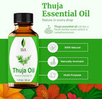 SVA Thuja Essential Oil – 1 Fl Oz – 100% Natural Thuja Oil - for Diffuser, Hair Care, Face, Skin Care, Aromatherapy, Scalp and Body Massage, Soap and Candle Making - with Dropper
