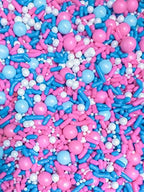 Pink Blue White Baby Shower Gender Reveal Pink Blue White Edible Cake Cake Cookie Cupcake Ice Cream Donut Decoration Quins Glitter Sprinkles Confetti Jimmie Toppers - 4oz (Pearly Gender Reveal)