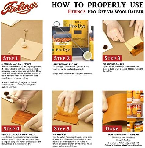 Fiebing's Pro Dye Leather Dye (4 Fl Oz) - Alcohol-Based, Penetrating, Permanent Dye for Shoes, Belts, Furniture - Vivid Color, Superior Color Fastness