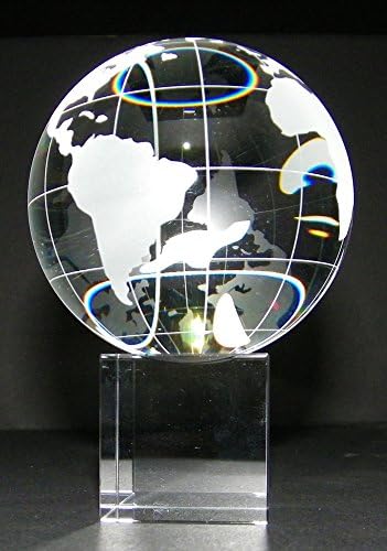 Amlong Crystal Globe (3 inch Diameter) on Crystal Stand with Gift Box - 4.75 Inch Tall
