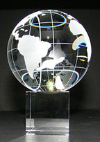 Amlong Crystal Globe (3 inch Diameter) on Crystal Stand with Gift Box - 4.75 Inch Tall