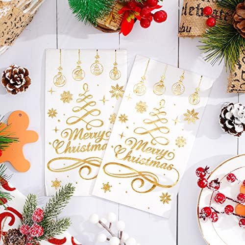 Whaline 80Pcs Christmas Guest Napkins Gold Foil 3 Ply Disposable Paper Pack Xmas Tree Snowflake Pattern Dinner Hand Towel Napkin for Xmas Party Winter Holiday Wedding Birthday Table Decorations