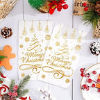 Whaline 80Pcs Christmas Guest Napkins Gold Foil 3 Ply Disposable Paper Pack Xmas Tree Snowflake Pattern Dinner Hand Towel Napkin for Xmas Party Winter Holiday Wedding Birthday Table Decorations