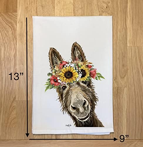 Donkey Gifts for Mom - Donkey Tea Towel - Sunflower Donkey Flour Sack Towel - Sunflower Kitchen Decor - Fall Donkey Decor - Fall Kitchen Decor