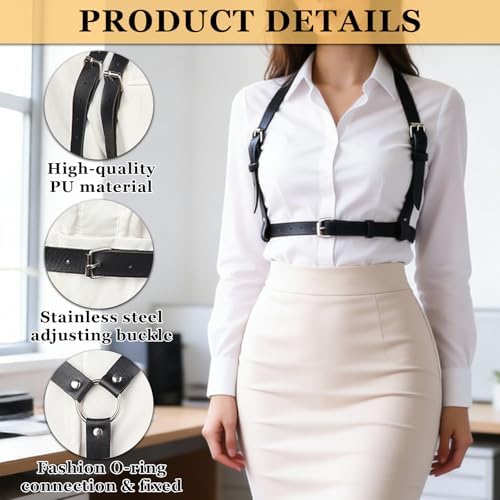 KUNAL Leather Chest Harness for Women, Punk Body Harness Women Goth Waist