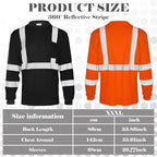 Amylove 4 Pcs Long Sleeve Safety Shirt High Visibility Reflective Construction Work Shirts for Men Women(XXXL,Yellow, Orange, Black, Blue)