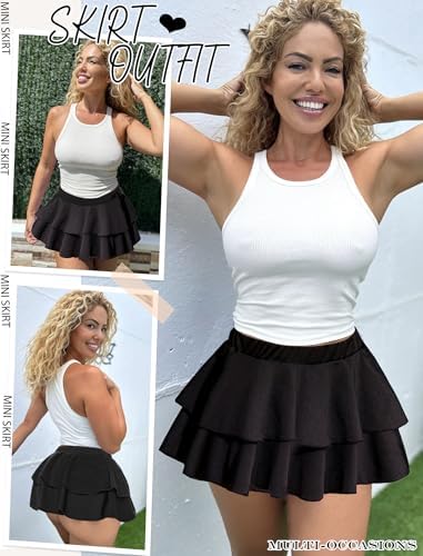 Avidlove Womens Pleated Mini Skirt Solid Ruffle Lingerie Skirts Layered Y2K Plaid Outfit for Schoolgirl Role Play XS-4XL